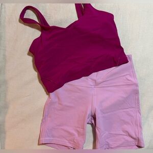 lululemon athletica Align Magenta Top and Light Pink Shorts
